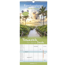 Familienplaner für 2026 mit einem Bild von einem Weg zum Strand und Spalten für Termine