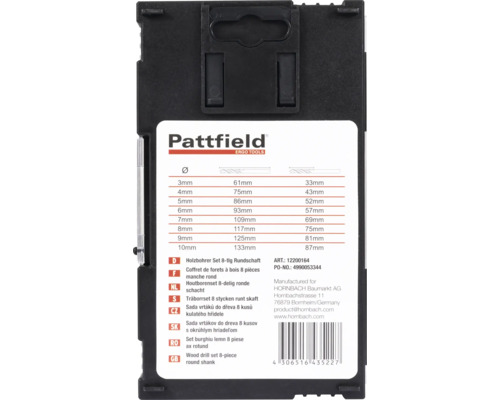 Pattfield Holzbohrer Set 8-teilig Rundschaft