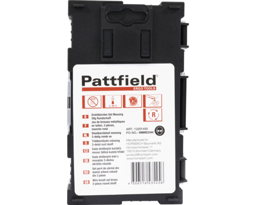 Pattfield Drahtbürsten Set Messing 3-teilig Rundschaft Verpackung