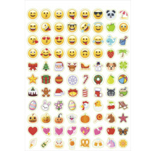 Aufkleberbogen mit Emojis und saisonalen Motiven