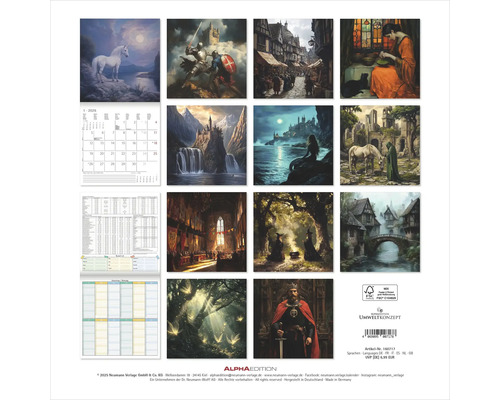 Wandkalender mit Fantasy-Motiven und Kalendarium