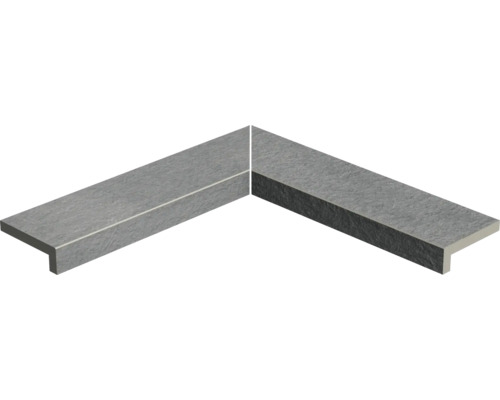 FLAIRSTONE Poolumrandung Beckenrandstein Titan Innen-Eckstück 90° grau 60 cm x 15 cm x 5 cm Zwei Beton Bordsteinkanten im Winkel angeordnet