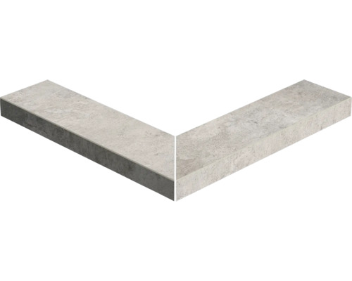FLAIRSTONE Poolumrandung Beckenrandstein Loft Grey Aussen-Eckstück 90° grau 60 cm x 15 cm x 5 cm Beton Bordstein Eckelement