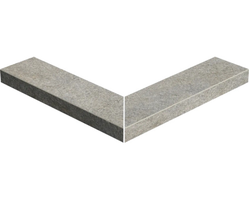 FLAIRSTONE Poolumrandung Beckenrandstein Luserna Doree Aussen-Eckstück 90° grau 60 cm x 15 cm x 5 cm Eckstück aus Stein
