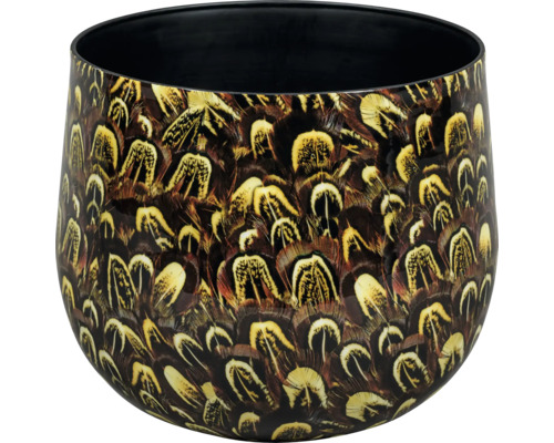 Blumentopf Passion for Pottery Metall Ø 25 cm 25 x 25 x 22,5 cm braun Dekorative Blumenvase mit Federmuster