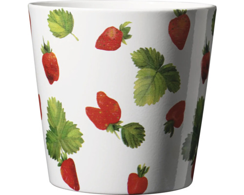 Blumentopf mit Erdbeermuster