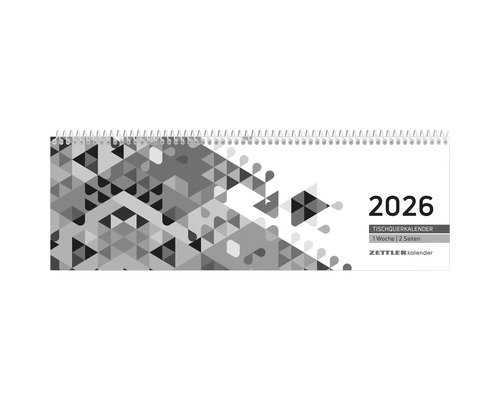 Tischkalender quer schwarz 2026 29,6x9,9 cm Tischkalender 2026 mit Spiralbindung