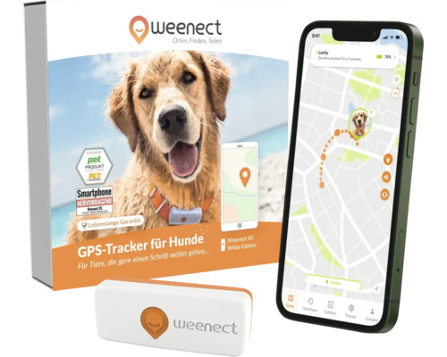 GPS Tracker weenect für Hunde 28 g, 6 x 2,4 x 1,5 cm, weiß