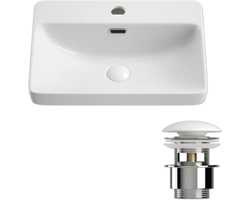 Waschbecken aus Keramik mit Ablaufgarnitur