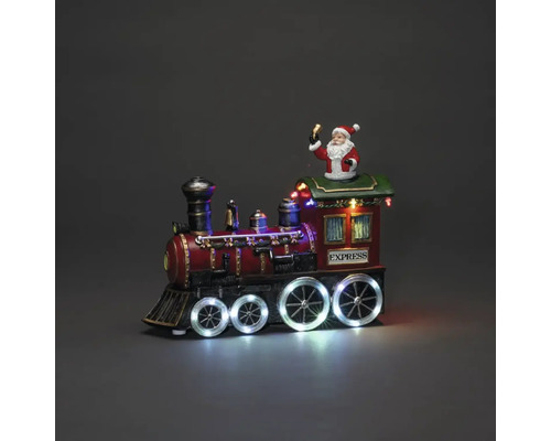 Dekorative Weihnachtszugfigur mit Weihnachtsmann und Beleuchtung für festliche Dekorationen