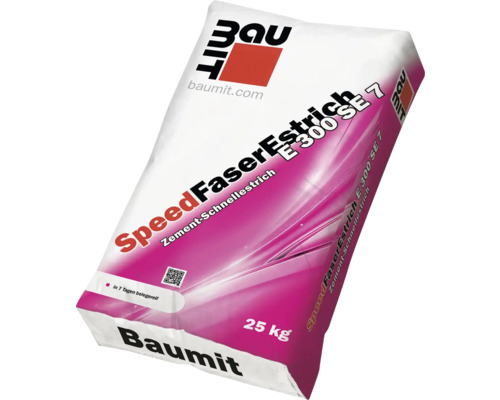 Sack Zement-Schnellestrich mit der Aufschrift Speedfaserestrich E 300 SE 7, 25 Kilogramm Sack Zement-Schnellestrich mit der Aufschrift Speedfaserestrich E 300 SE 7, 25 Kilogramm
