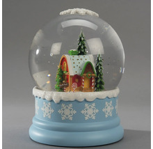 Schneekugel mit Nordpolhaus und Tannenbaum