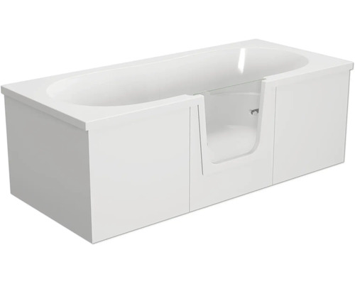Rechteckbadewanne mit Tür mittig Anschlag links Schulte Q2 170x75 cm alpinweiß glatt glänzend mit Front- und 2 Seitenschürzen D80007M4-5 Badewanne mit Tür für einfachen Einstieg