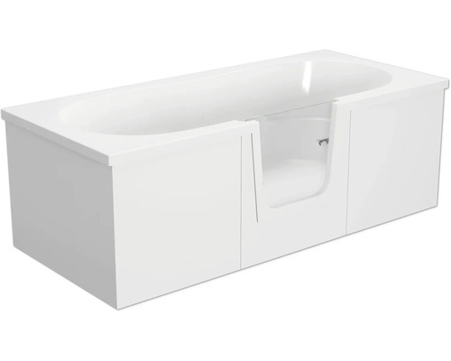 Rechteckbadewanne mit Tür mittig Anschlag rechts SCHULTE Q2 170x75 cm alpinweiß glänzend mit Front- und linker Seitenschürze D80007M2-3 Barrierefreie Badewanne mit Tür für einfachen Zugang
