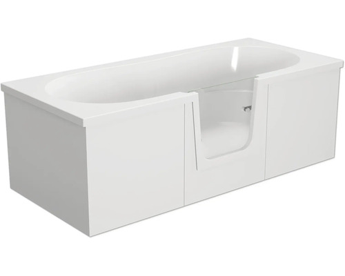 Rechteckbadewanne mit Tür mittig Anschlag links Schulte Q2 170x75 cm alpinweiß glänzend mit Front- und linker Seitenschürze D80007M2-5 Barrierefreie Badewanne mit integrierter Tür für einfachen Einstieg