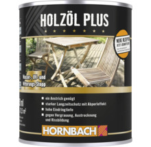 Holzöl Plus Dose mit Darstellung von Gartenmöbeln auf einer Terrasse