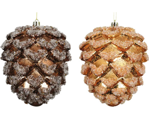 Weihnachtsbaumanhänger Tannenzapfen Kunststoff braun zufällige Farbauswahl Zwei dekorative Tannenzapfen als Christbaumschmuck