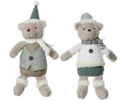 Plüschbär mit Strickpulli Polyester zufällige Motivauswahl Zwei Teddybären als dekorative Stofftiere mit Winterkleidung