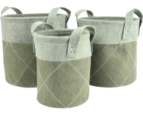 Drei Filzkörbe mit Griffen