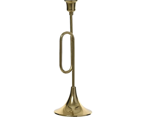 Kerzenständer Trompete Aluminium Ø 12 cm H 34 cm gold Goldener Kerzenständer mit ungewöhnlichem Design