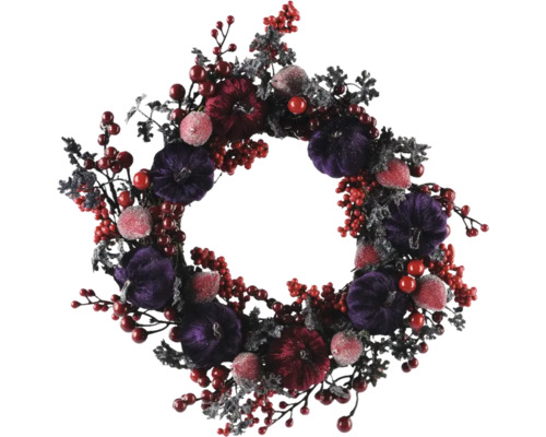 Weihnachtskranz Schaumstoff Ø 38 cm H 10 cm bunt Dekorativer Herbstkranz mit Kürbissen und Beeren