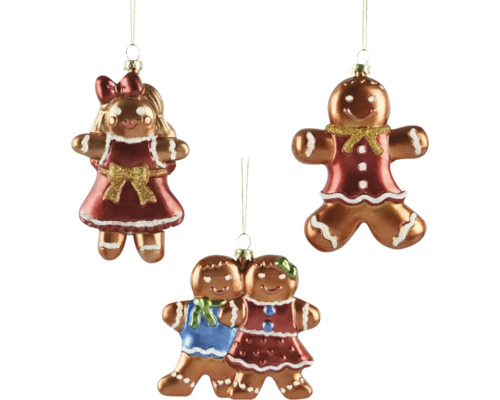 Weihnachtsbaumanhänger Lebkuchenfigur Kunststoff Drei Lebkuchenmann Ornamente zum Aufhängen