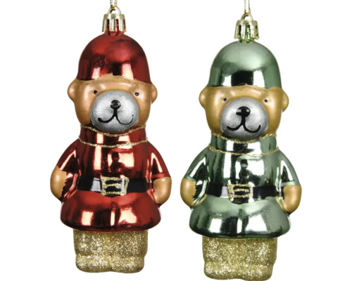 Zwei Bären als Weihnachtsschmuck mit Anhänger