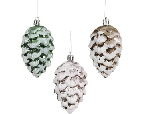 Christbaumhänger Tannenzapfen 5x5x9 cm Drei Tannenzapfen als Christbaumschmuck mit Aufhängern