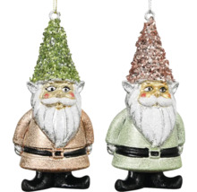 Zwei Zwergfiguren als Weihnachtsbaumschmuck mit Zipfelmütze und Bart