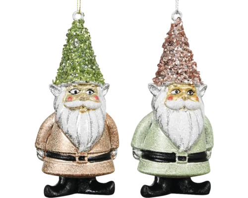 Teelicht expandiertes polystyrol (eps) 7,5 x 5,7 x 12,3 cm wunschfarbe Zwei Zwergfiguren als Weihnachtsbaumschmuck mit Zipfelmütze und Bart