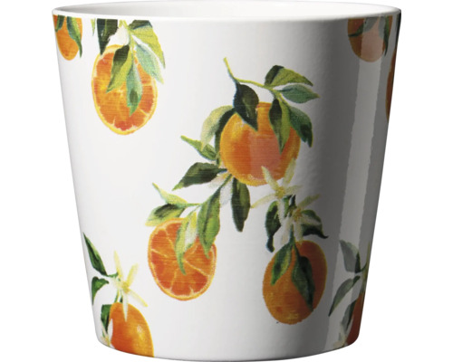 Blumentopf aus Keramik mit Orangenmotiv