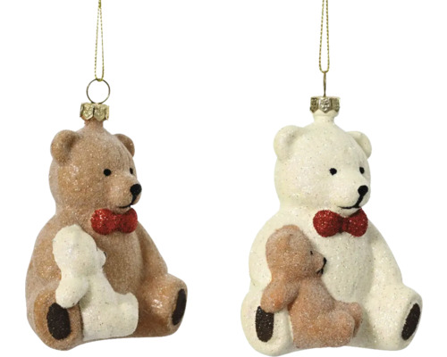 Dekohänger Bär aus Styropor sortiert Zwei Teddybär Ornamente mit Schleife zum Aufhängen