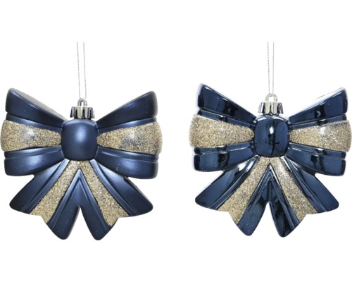 Dekohänger Schleife aus Kunststoff blau Zwei Schleifen-Weihnachtsbaumschmuckstücke mit Aufhängern