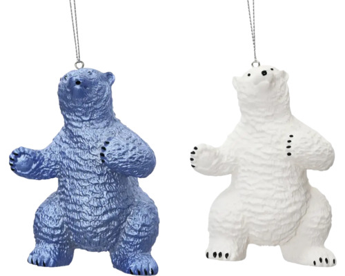 Dekohänger Eisbär aus Kunststoff wunschfarbe Zwei Bärenfiguren zum Aufhängen, Dekoration
