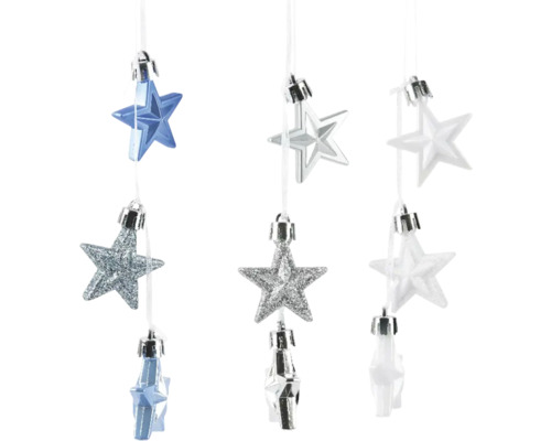 Christbaumhänger Sterne aus Styropor 11,7x4x4,5 cm Mehrfarbige sternförmige Weihnachtshänger