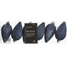 Set mit sechs bruchsicheren, zapfenförmigen Christbaumkugeln