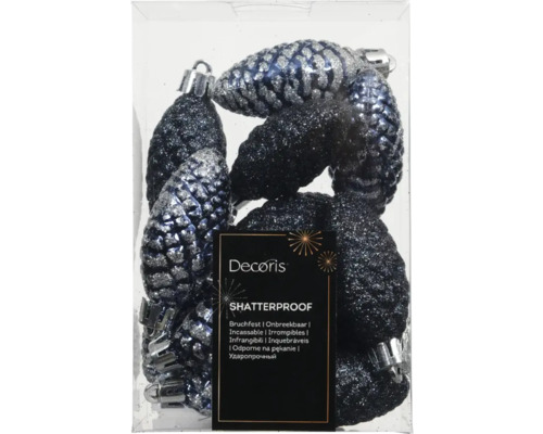 Christbaumhänger Tannenzapfen 4,5x9x14 cm blau Packung bruchsichere Kiefernzapfen Christbaumschmuck