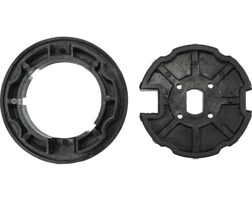 Zwei schwarze Rollladenbauteile