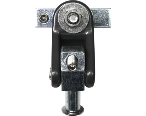 Detailaufnahme eines metallischen Montageelements mit Schrauben