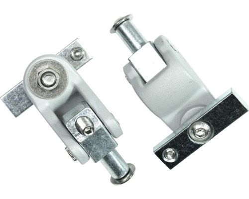 Zwei Eckverbinder für Fensterrahmen aus Metall