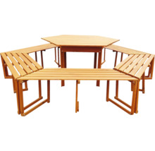 Holz Gartentisch mit Bänken