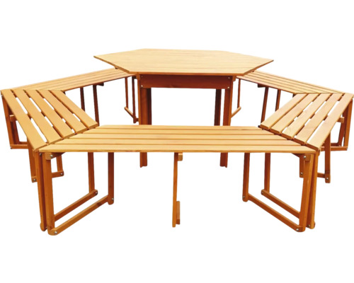 Holz Gartentisch mit Bänken