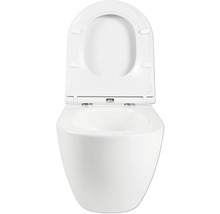Wandtiefspülklosett-Set Form & Style Samar ohne Spülrand weiß glänzend mit WC-Sitz und Turbo-Flush-Technologie