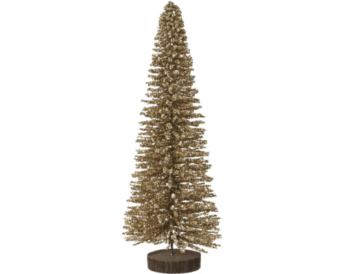 Künstlicher Mini Weihnachtsbaum Bambus Ø 14 cm H 39 cm gold Dekorativer Weihnachtsbaum mit glitzernder Oberfläche auf Holzständer