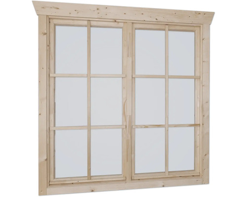 Doppelfenster für Gartenhaus 45 mm SKAN HOLZ 2x57,5x123,5 cm, natur