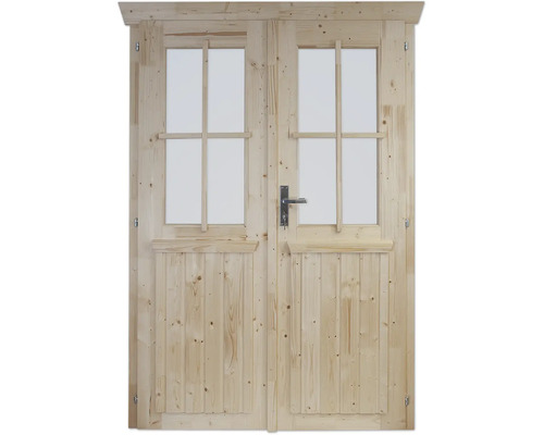 Doppeltür für Gartenhaus 28 mm SKAN HOLZ halbverglast 117,5x179,5 cm, natur Doppeltür für Gartenhaus 28 mm SKAN HOLZ halbverglast 117,5x179,5 cm, natur