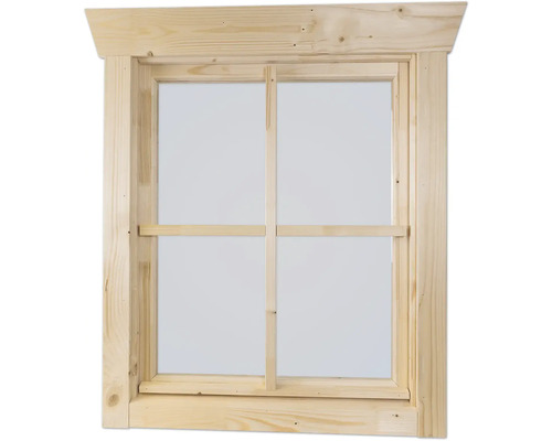 Einzelfenster für Gartenhaus 45 mm SKAN HOLZ Anschlag links 57,5x70,5 cm, natur Holzfensterrahmen mit Sprossen