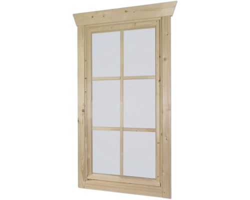Einzelfenster für Gartenhaus 45 mm SKAN HOLZ Anschlag links 57,5x123,5 cm, natur Holzfenster mit Sprossen
