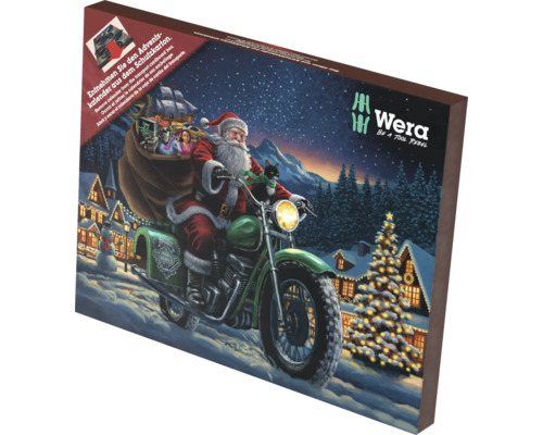 Wera Adventskalender mit Weihnachtsmann auf Motorrad