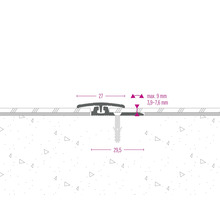 Illustration eines Übergangsprofils mit Maßangaben zur Montage.